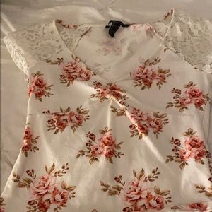 White shirt with pink flowers
